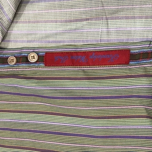 Robert Graham Striped Flip Cuff Shirt Purple Green - Picture 6 of 6